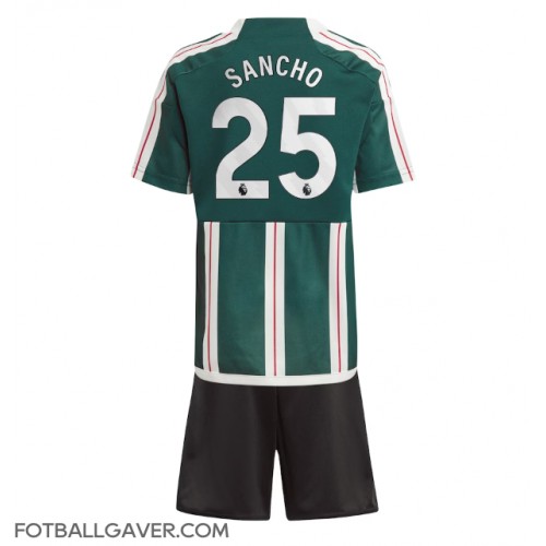 Manchester United Jadon Sancho #25 Fotballklær Bortedraktsett Barn 2023-24 Kortermet (+ korte bukser)